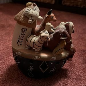 New for Holiday - Vintage Peruvian Tea Light Holder Luminary - Animals featured